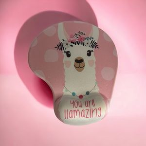 Dooke Computer Mouse Pad “You Are Llamazing” Pink Llama Flower Headpiece Wrist